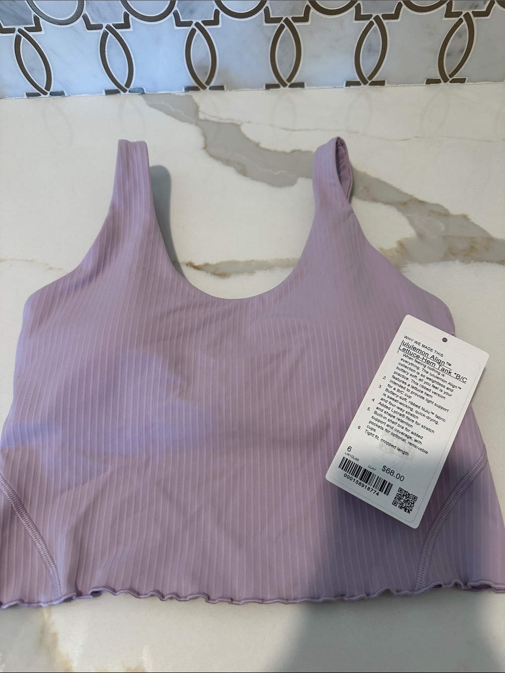 Lululemon - Align Lettuce-Hem Tank B/C - Size 8- NWT Lilac Play (lavender)